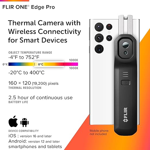 FLIR ONE EDGE PRO Bluetooth Thermal Imaging Camera for Smartphones