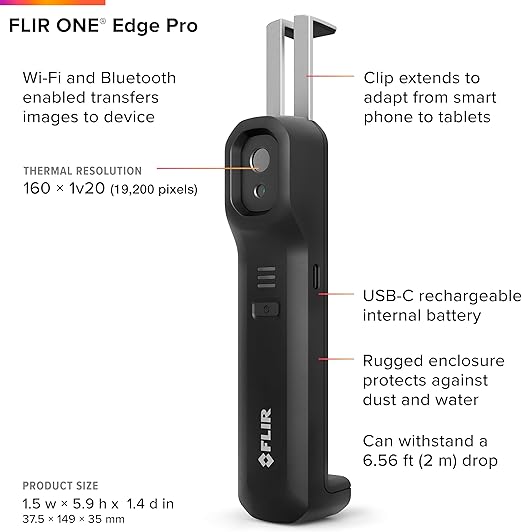 FLIR ONE EDGE PRO Bluetooth Thermal Imaging Camera for Smartphones