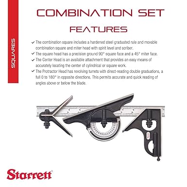 Starrett Combination Measurement Set with Protractor and Blade